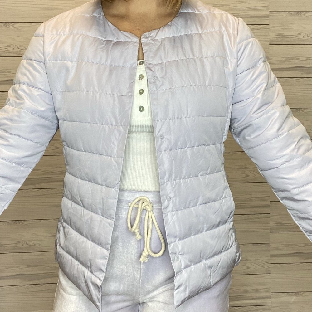 Quilted Bomber Jacket - Periwinkle